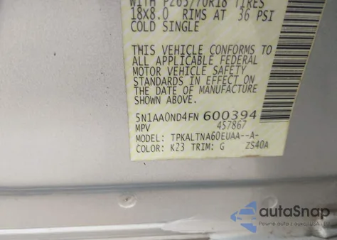 2015 Nissan Armada Sv from USA, damaged, VIN 5N1AA0ND4FN600394